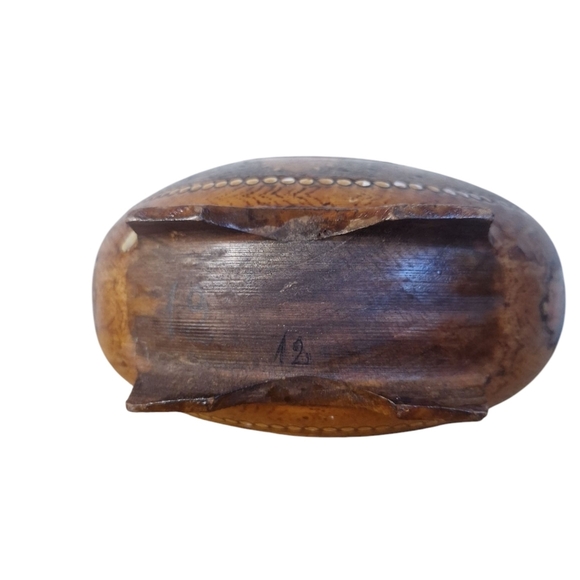 Vintage Balkan Hand-Painted Wooden Canteen Flask | Mid-20th Century Folk Art - Picture 6 of 12